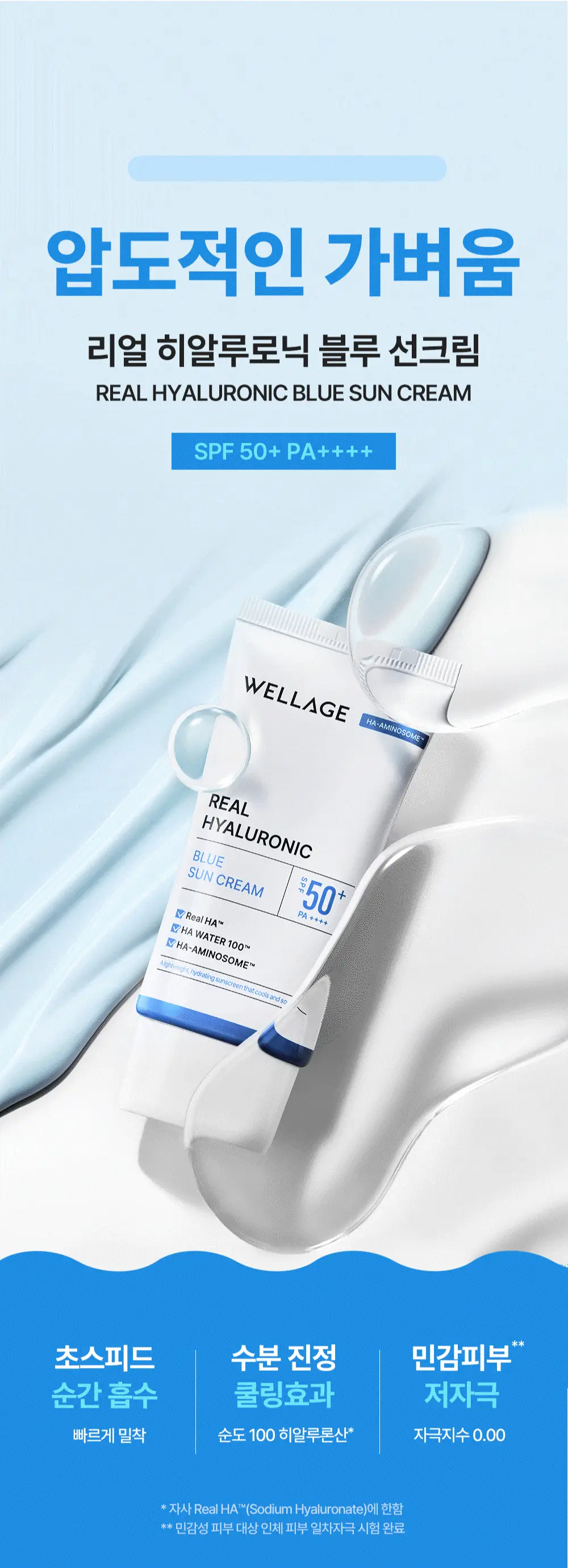 [화잘먹] 웰라쥬 리얼 히알루로닉 블루 선크림 50ml 상세페이지 3